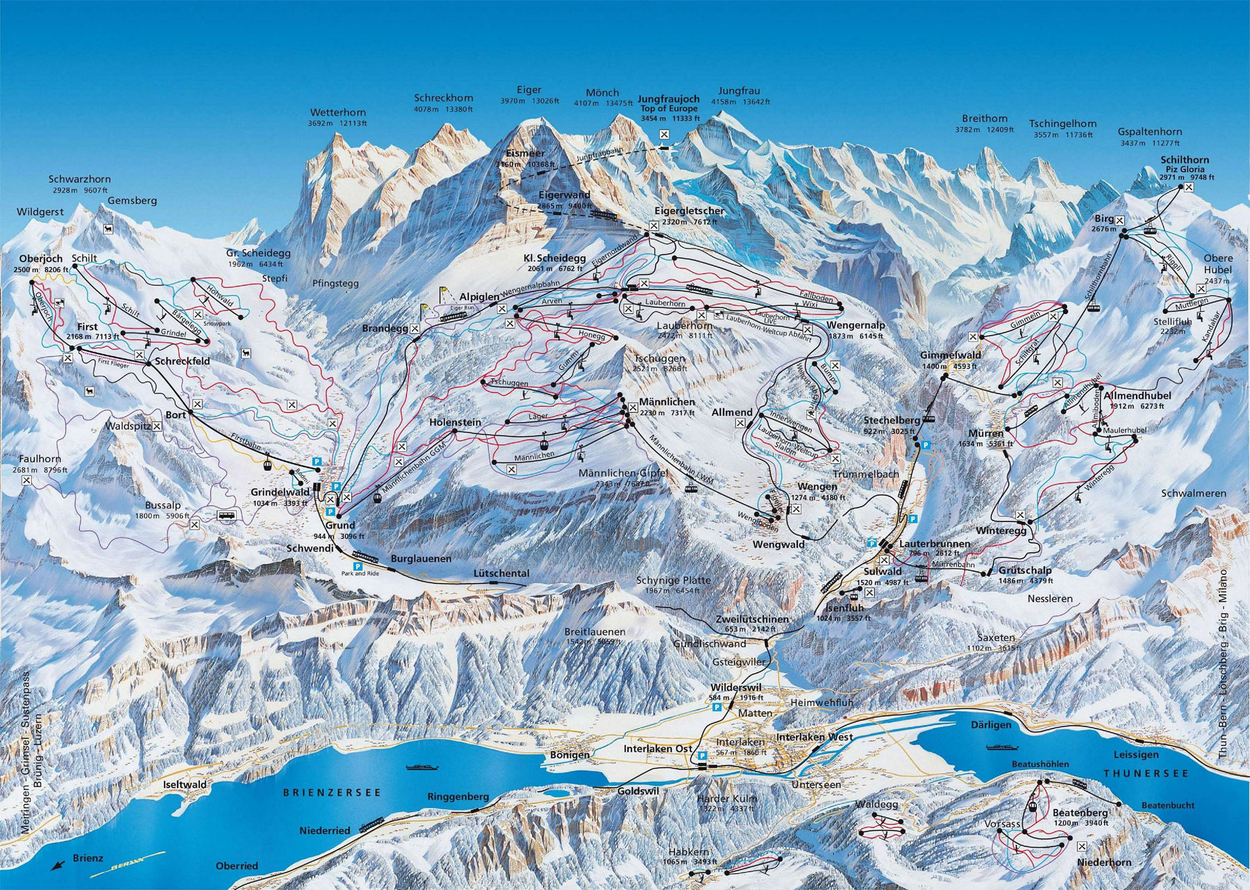 Jungfrau-map-ski